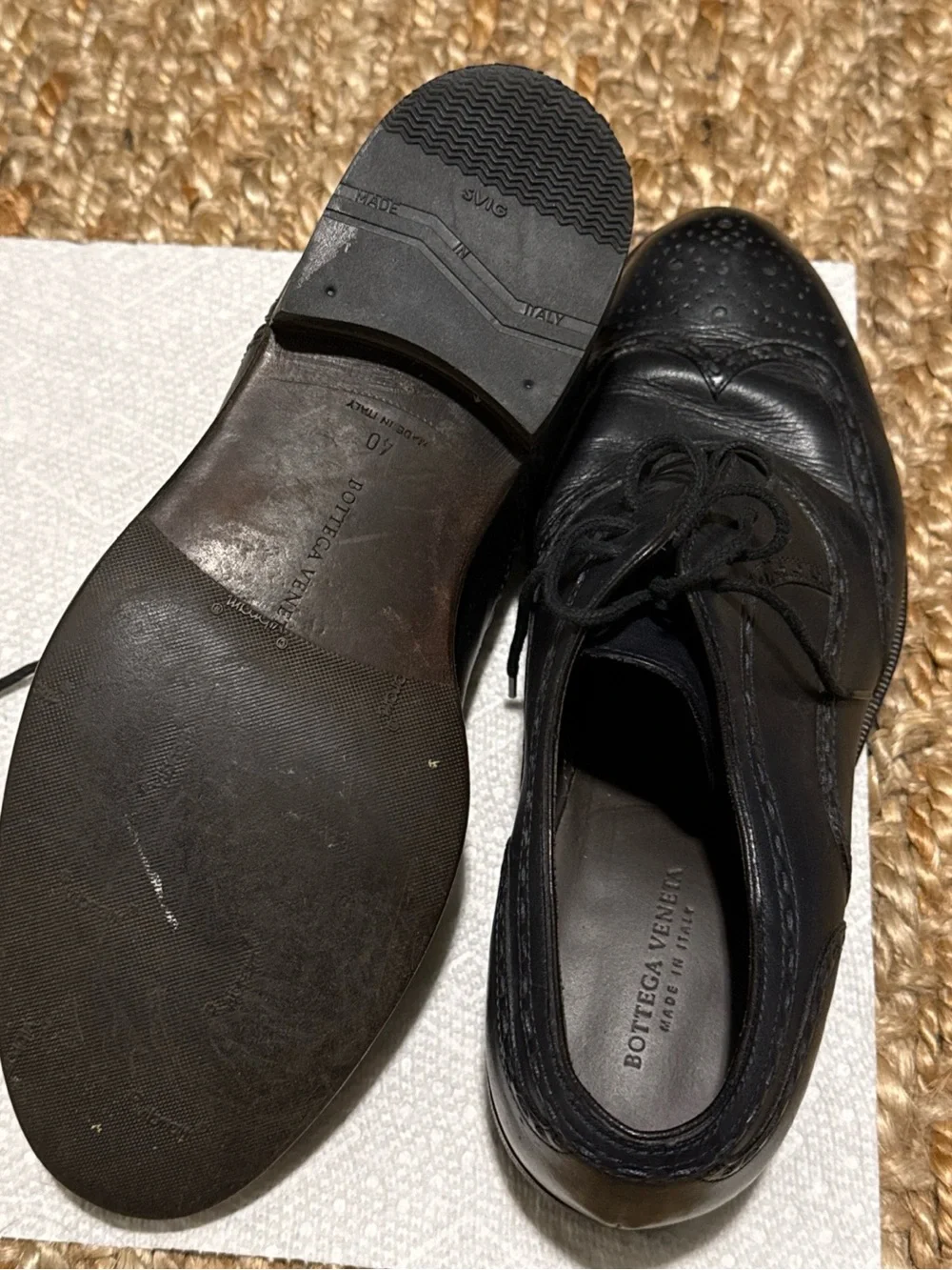 Bottega Veneta Black Leather Brogue Oxfords